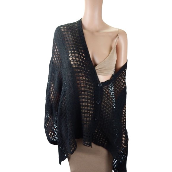 Women's Shawl Black  Multi Way Wear Knit Sweater One Size - Picture 3 of 10